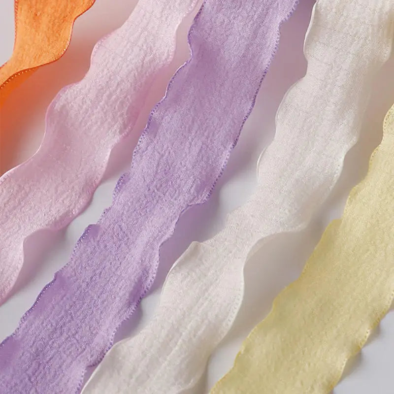 rubans plissés organza 4cm multicolores adhésifs décoration cheveux emballage fleurs 9mètres rouleau