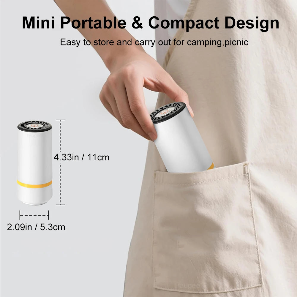pompe air rechargeable blanc moderne compact aliments frais sous vide portable électrique