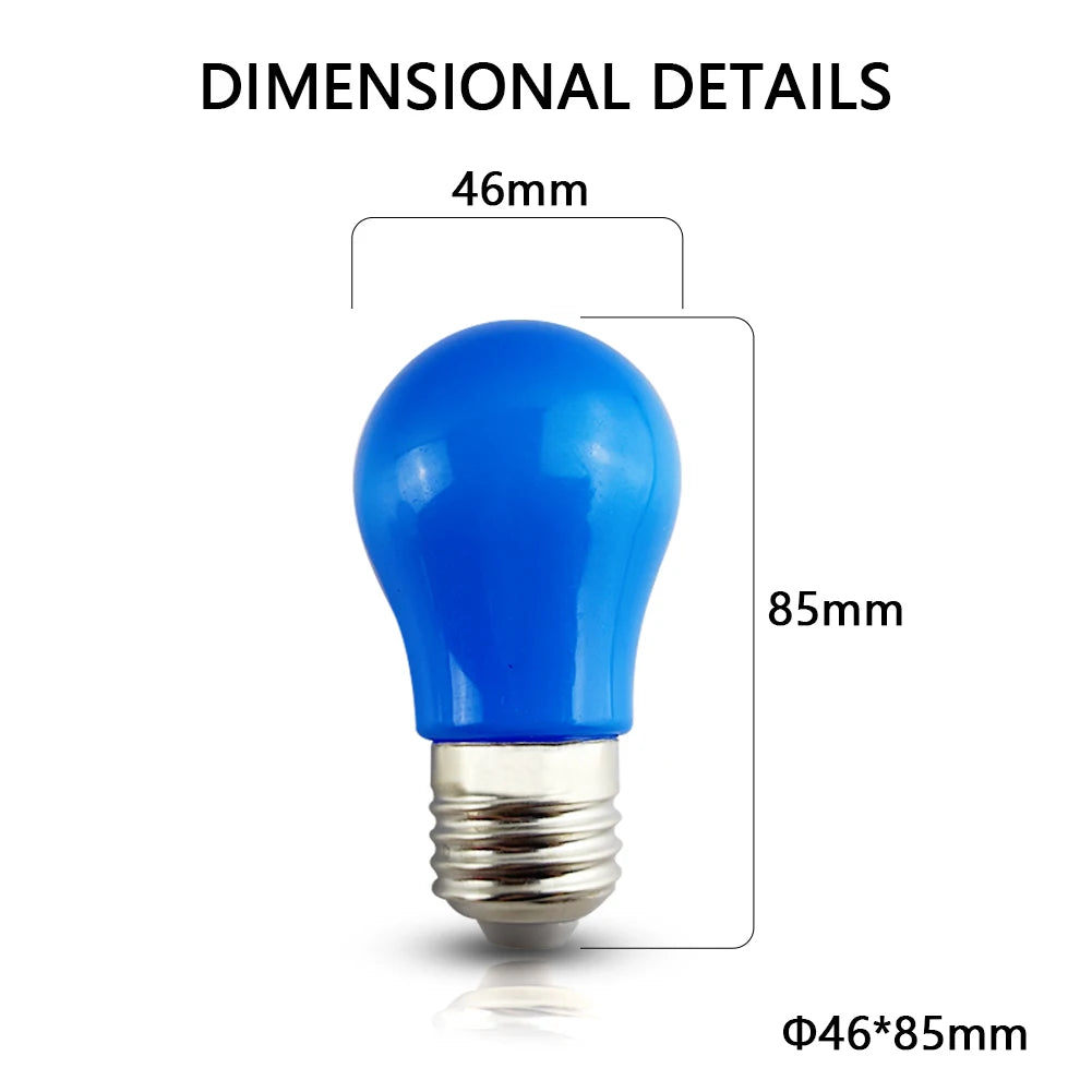 Ampoule LED E27 85mm 15000h bleue jaune verte blanche rose rouge moderne