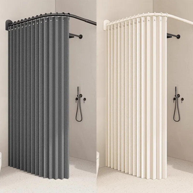 rideau douche gris blanc bleu rayures vertical opacité moderne fixe baignoire toile polyester tuftée