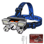 lampe frontale rechargeable led noire camping chasse pêche nuit cordon usb