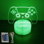 lampe led 3d manette jeu bleu vert violet jaune télécommande moderne