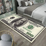 tapis multicolore billets américains bitcoin moderne salon chambre antibruit polypropylène polyester