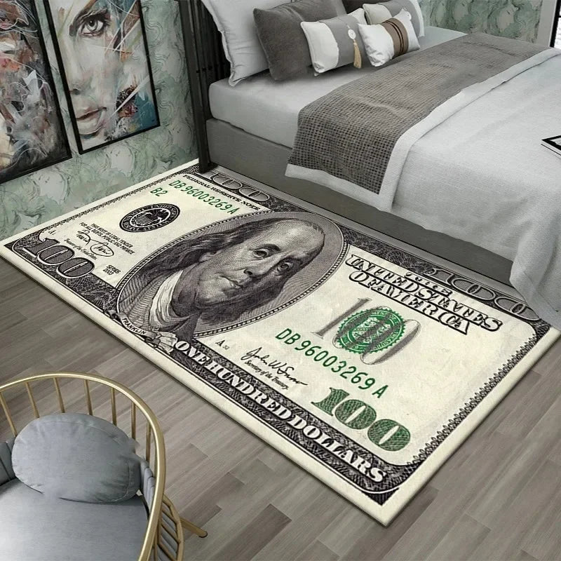 tapis multicolore billets américains bitcoin moderne salon chambre antibruit polypropylène polyester