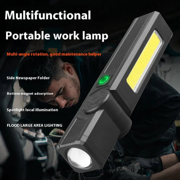 lampe poche rechargeable led industrielle aimantée clip multifonctionnelle travaux lumière noire jaune