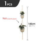 support plante suspendue macramé blanc fait main décoration jardin intérieur boho corde coton