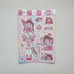 autocollants kawaii personnages dessins animés fruits coeurs notes musicales couleur rose blanc vert bleu