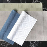 tapis coton absorbant bleu gris moderne bain salle bains noël rayures vertical 50x80cm