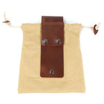pochette multifonctionnelle toile coton cuir marron vert noir vintage rustique respectueux environnement anneaux boutons