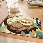 tapis dessin animé paresseux feuilles colorées moderne vert clair beige salon bain extérieur