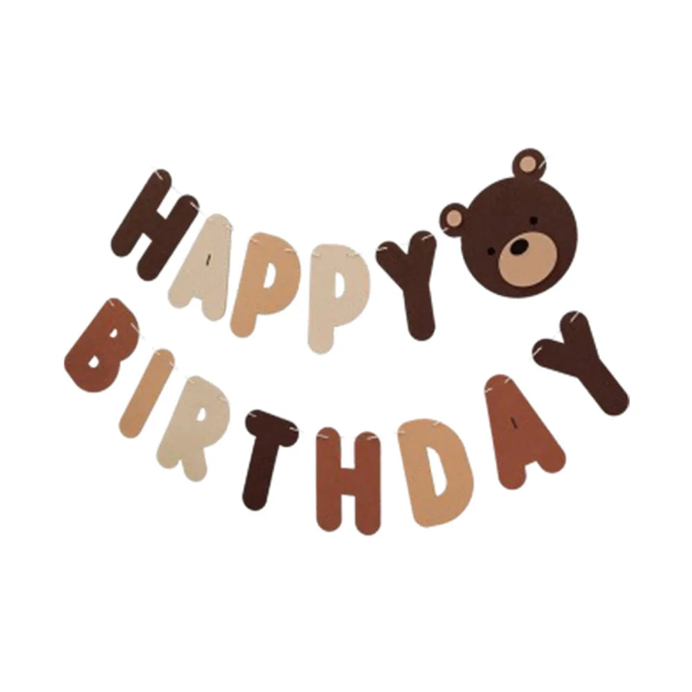 guirlande lettres happy birthday ours brun décor anniversaire clips marron carton festive