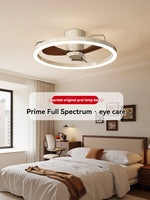 ventilateur blanc noyer moderne led télécommande lumière chaude chambre restaurant