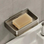 organisateur savon mural adhésif gris argenté moderne salle bain égouttoir strié lisse