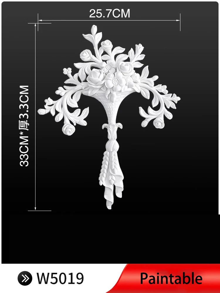 appliques decoratives sculptees floral classique blanc meubles deco mur opacite grande taille DIY