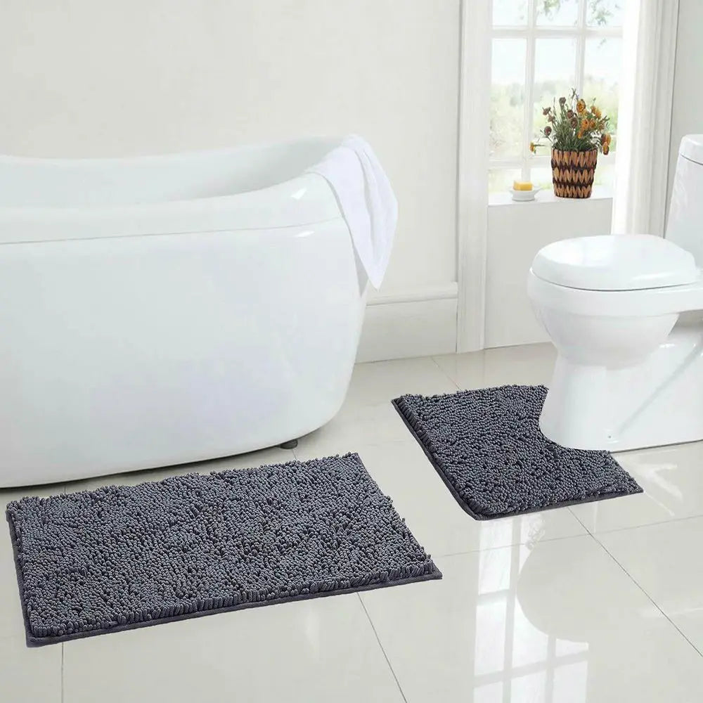 tapis bain moderne gris clair rouge bleu royal anti glisse salon salle bain chenille