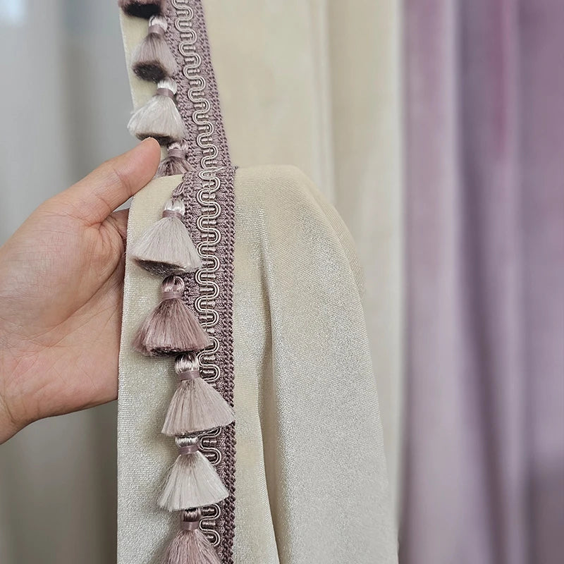 rideau velours violet beige classique opacité moderne maison 100 polyester