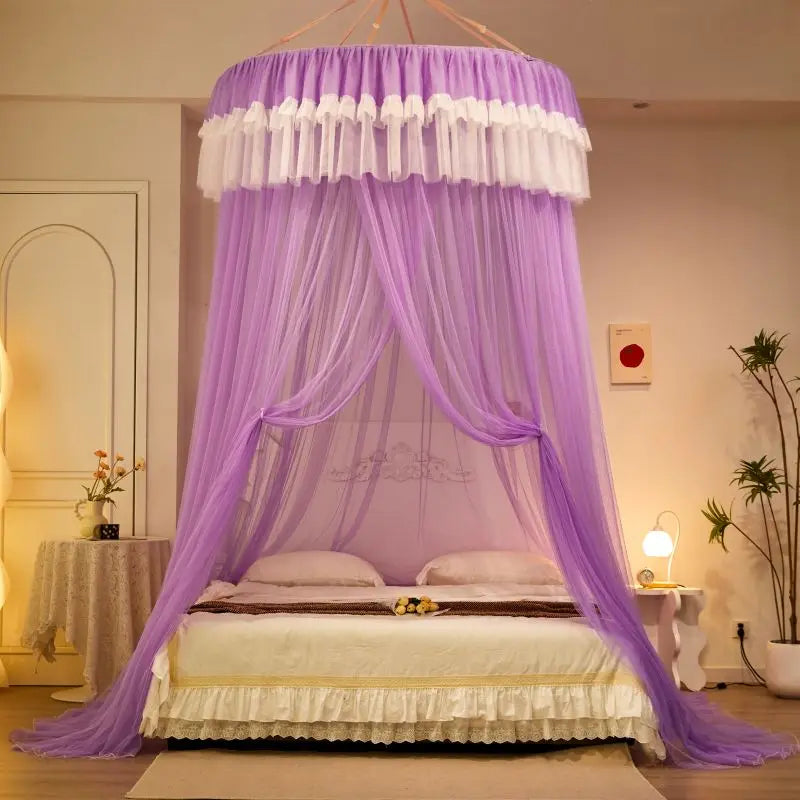 rideau lit blanc rose bleu violet translucide classique romantique plié maison polyester unisexe