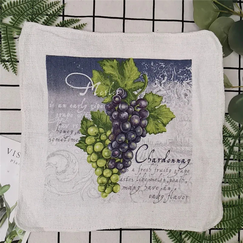serviettes cuisine coton florales vintage blanc vert rouge jaune bleu noir absorbantes 20x20cm