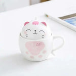 tasse soupe couvercle céramique porcelaine dessin animé chats bleu rose mignon unique environnement