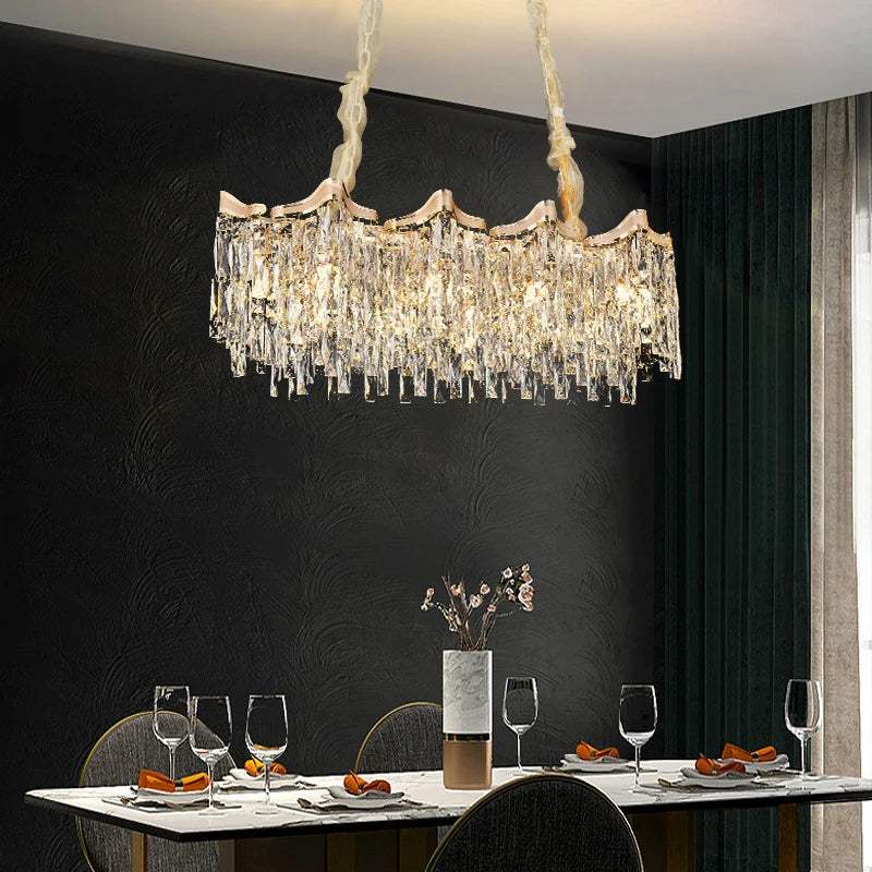lustre crystal doré moderne élégant led 6000k 4000k 3000k minimaliste haute qualité