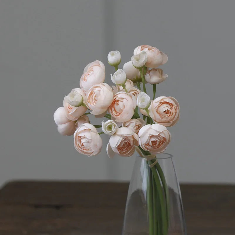 bouquet fleurs artificielles mariage couleur rose blanc orange vase goutte minimaliste decorationintérieur
