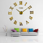 horloge murale moderne or noir numéros romains adhésive opaque chambre