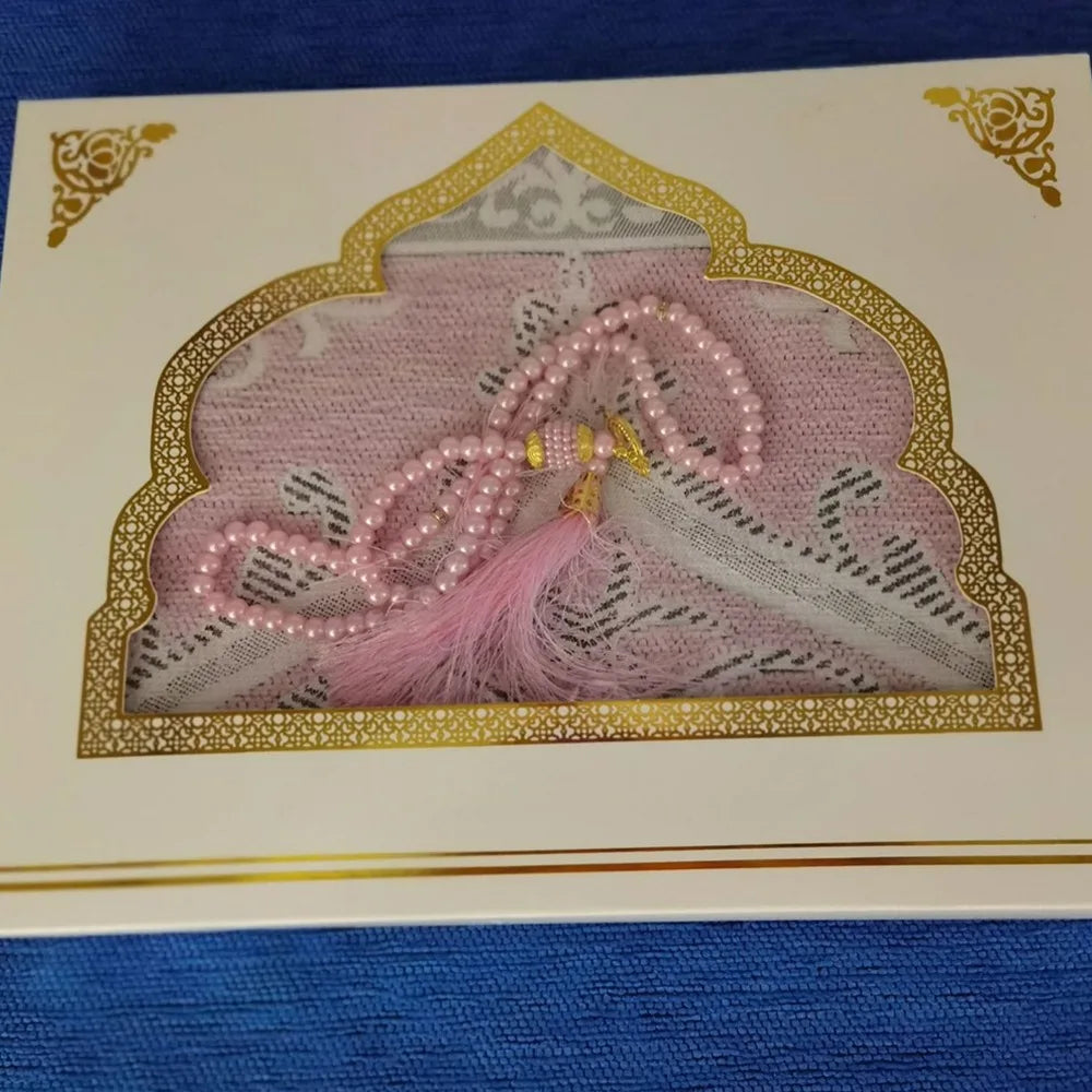 tapis prière islamique géométrique polyester bleu vert gris violet moderne