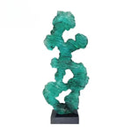 sculpture contemporaine organique bleu vert orange aluminium base noire extérieure decoration minimaliste
