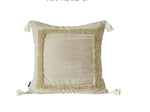 Housse coussin velours rose beige franges vintage 50x50cm lit salon décoration farmhouse élégante