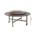 table manger ronde pliante bois marron plateau tournant six chaises modernes