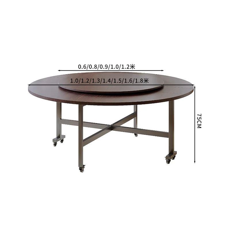 table manger ronde pliante bois marron plateau tournant six chaises modernes