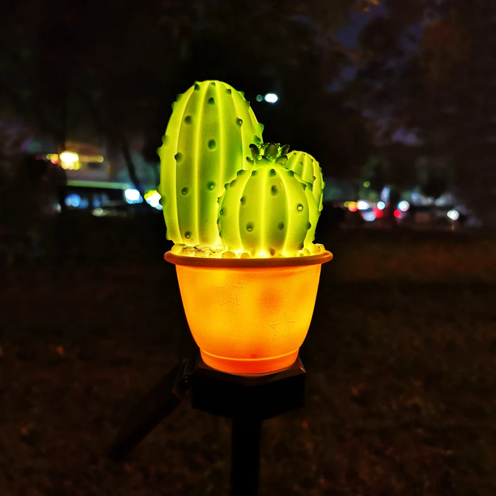 lampe solaire cactus ananas décorative moderne extérieure verte ornement jardin led ip65 abs