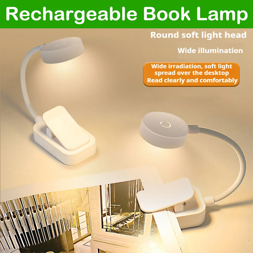 lampe lecture rechargeable blanc moderne flexible clips câble usb bouton tactile led