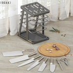 porte couteaux contemporain gris métallisé couteaux ciseaux plateau détachable minimalisterangement efficace ustensiles cuisine