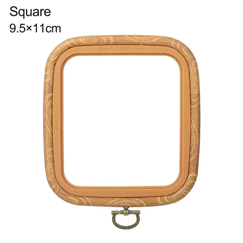 Cadre broderie bois marron texture naturelle classique boucle métallique hexagonal octogonal rectangle square