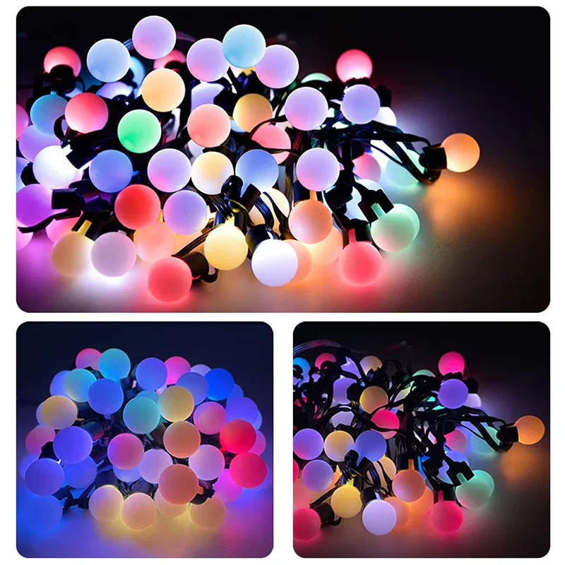 guirlande lumineuse led multicolore 5m 10m boules sphériques moderne bluetooth télécommande adaptateur usb
