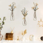 décoration murale moderne bouquet fleurs métal adhésifs blanc beige marron minimaliste chambre salon