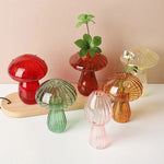 vase champignon transparent moderne rouge vert rose marron jaune
