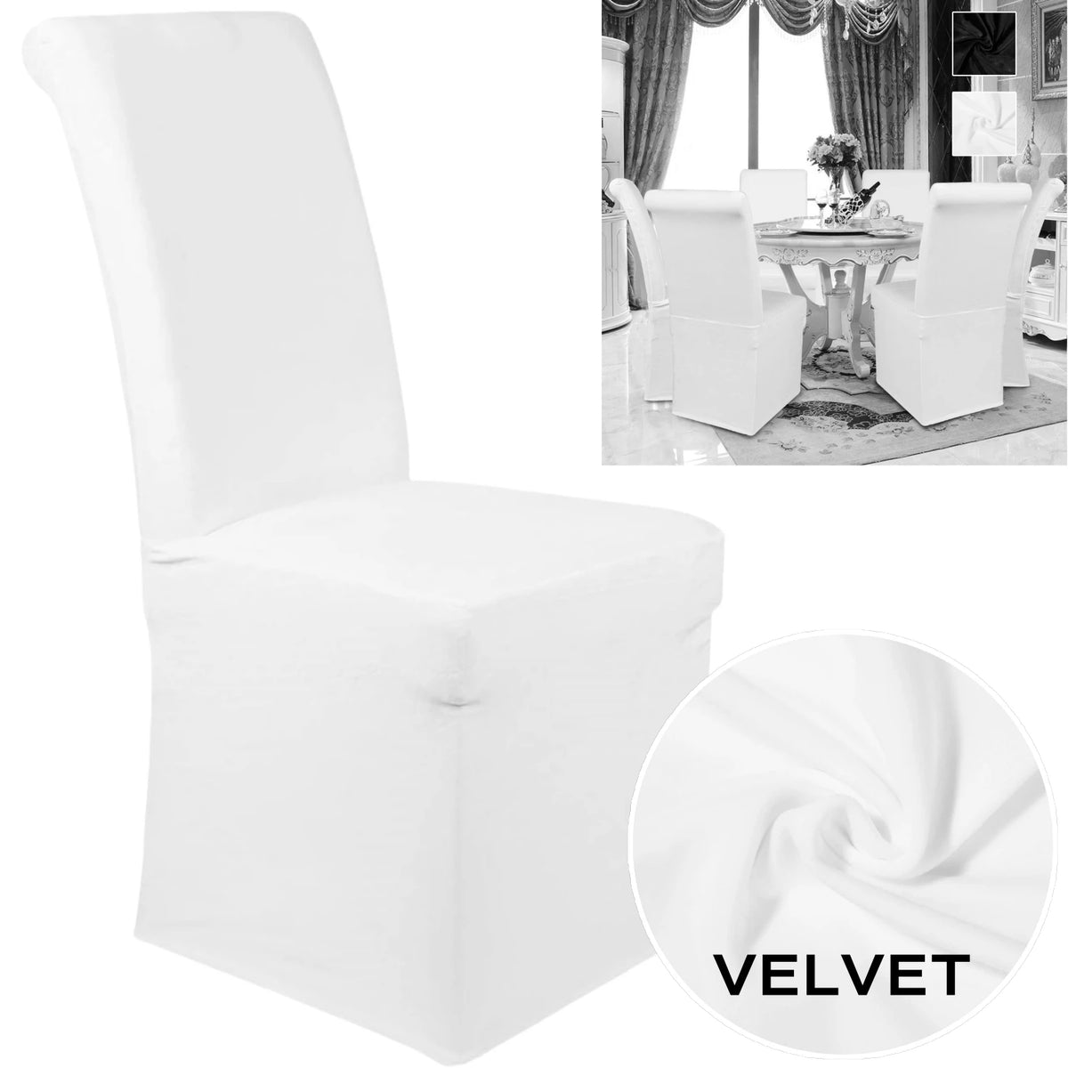 housse chaise banquette velours noir adhésif moderne salle manger unie polyester elasthanne