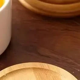 sous tasse ronde bois clair résistante chaleur durable tasse thé décoration table bois