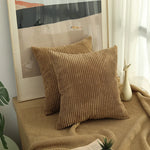 taies d'oreiller côtelées marron beige bleu moderne housse coussin lit chambre 45cm carré polyester