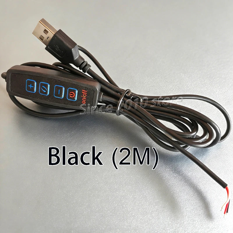 contrôleur luminosité usb blanc noir boutons ajustement adhésif câble 2m moderne compact on off