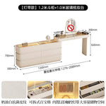 coiffeuse bois moderne beige miroir tiroirs tabouret étagère rangement chambre coucher