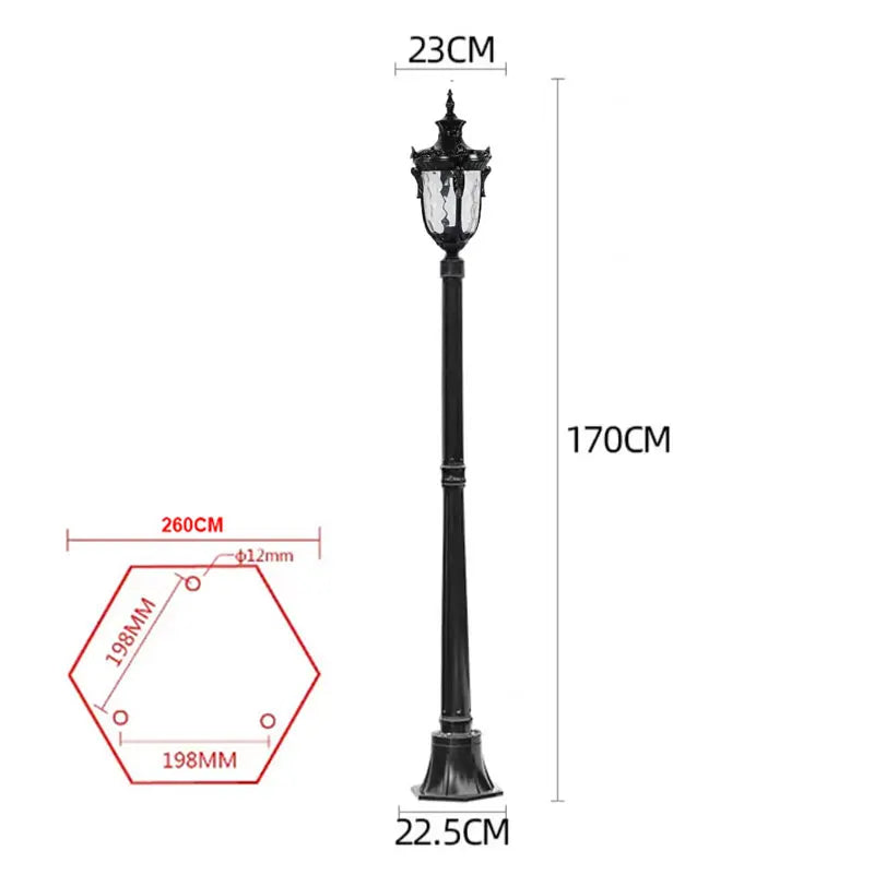 lampe rue or noir classique éclairage extérieur ip65 led ac 85265v