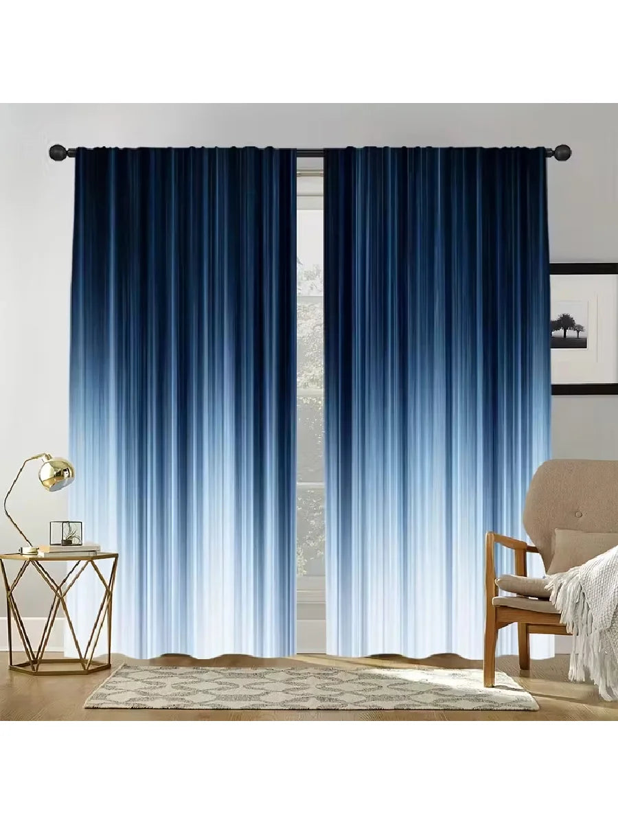 rideau moderne ombre chromatique bleu foncé clair 100 polyester opaques anneaux 60x150cm chambre salon