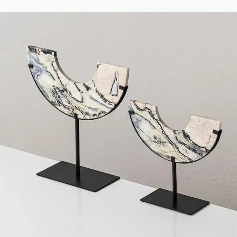 disques decoratifs marbre modernes blanc gris noir beige support metallique decoration maison