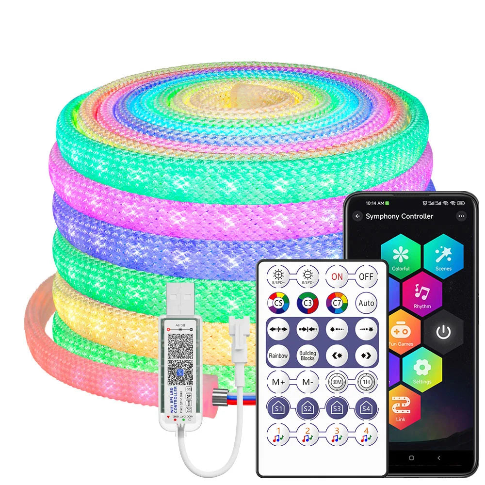 ruban led flexible violet vert orange maille fine ip67 60leds/m smd intelligent 3000 6500k