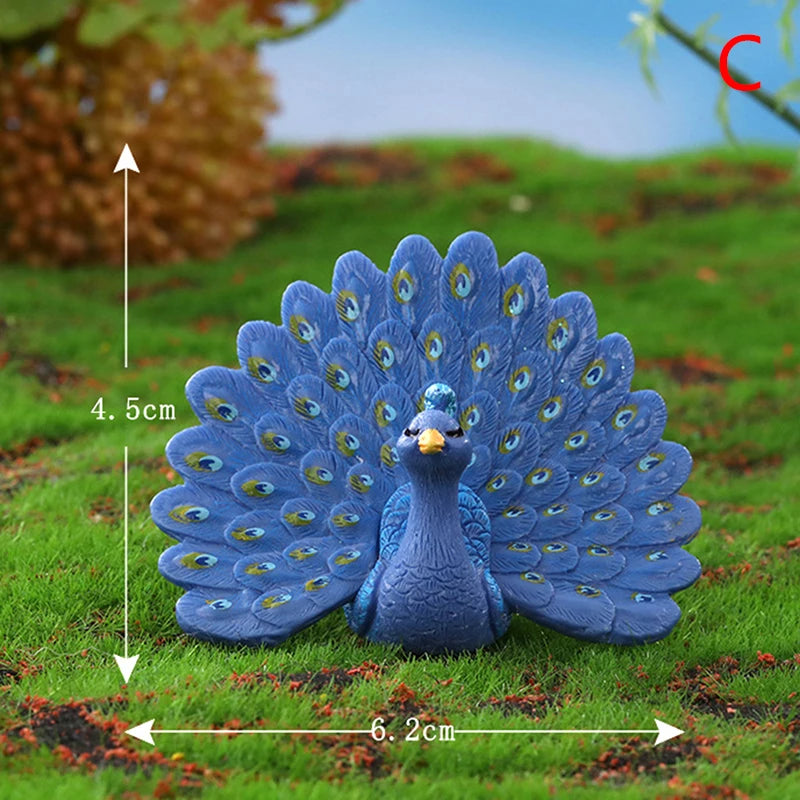 décoration jardin oiseau paon résine verte bleue plumes brillantes réaliste pastelextérieur