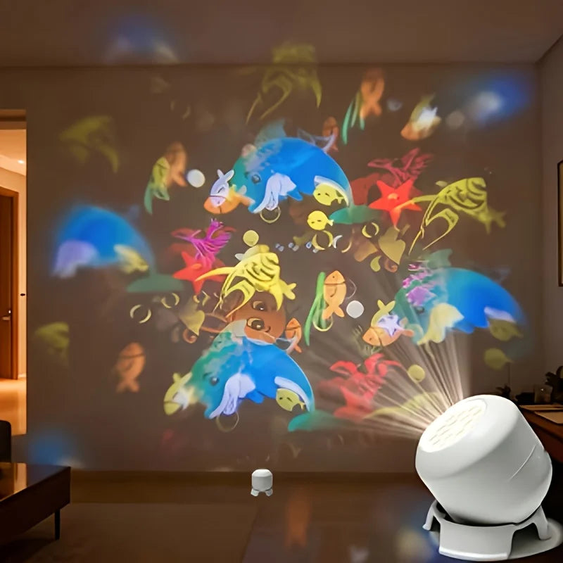 projecteur ambiance blanc poissons crabes coraux moderne pied led dynamique nocturne decoration maison
