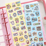 stickers kawaii multicolores dessins animés adhésifs mignons thème cuisine jeux vidéo halloween